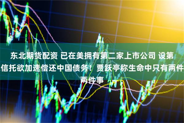 东北期货配资 已在美拥有第二家上市公司 设第二信托欲加速偿还中国债务！贾跃亭称生命中只有两件事