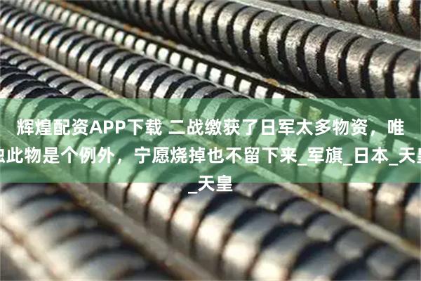 辉煌配资APP下载 二战缴获了日军太多物资，唯独此物是个例外，宁愿烧掉也不留下来_军旗_日本_天皇